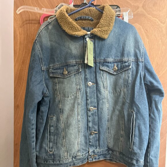 Goodfellows Men's size L Fur Lined Denim Jacket NWT - Picture 1 of 5